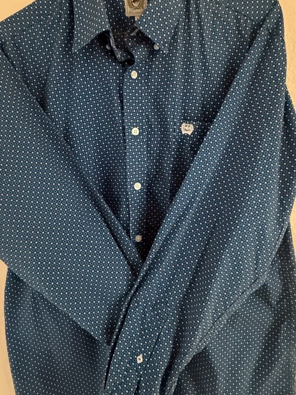 Cinch Men's Navy Blue Micro-Print Button-Down Shirt